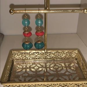 Chicos Drop Earrings Faux Coral/Jade